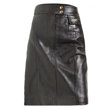 Pre Owned Louis Vuitton Dark Brown Leather Skirt S