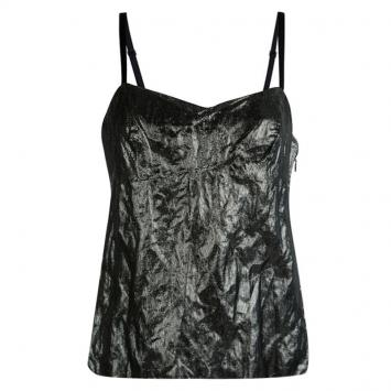 Pre Owned Louis Vuitton Metallic Silver Sleeveless Top M