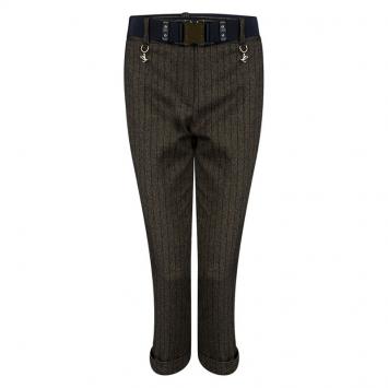 Pre Owned Louis Vuitton Brown Textured Contrast Striped Belted Trousers M