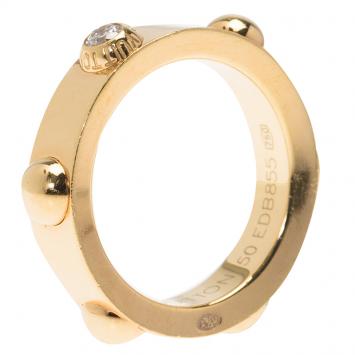 Pre Owned Louis Vuitton Clous Diamond Yellow Gold Ring Size 50