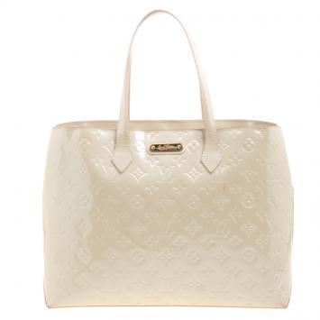 Pre Owned Louis Vuitton Perle Monogram Vernis Wilshire MM Bag