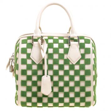 Pre Owned Louis Vuitton Green Damier Cubic Fabric and Leather Limited Edition Speedy Cube PM
