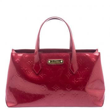 Pre Owned Louis Vuitton Red Monogram Vernis Wilshire PM Bag