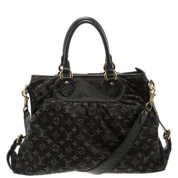 Pre Owned Louis Vuitton Black Monogram Denim Neo Cabby GM Bag