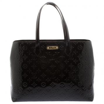 Pre Owned Louis Vuitton Terre D Ombre Monogram Vernis Wilshire MM Bag
