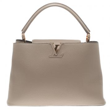 Pre Owned Louis Vuitton Beige Taurillon Leather Capucines MM Bag