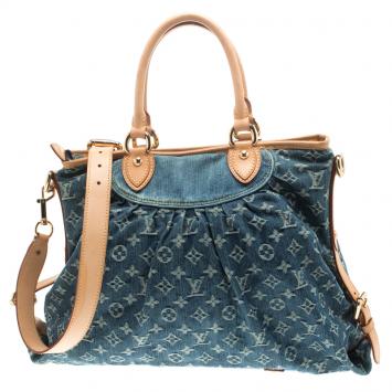 Pre Owned Louis Vuitton Encre Monogram Denim Neo Cabby GM Bag