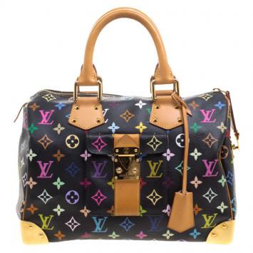 Pre Owned Louis Vuitton Black Multicolor Monogram Canvas Speedy 30