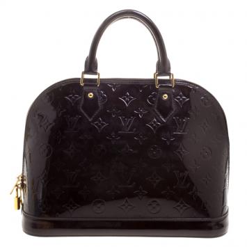 Pre Owned Louis Vuitton Amarante Monogram Vernis Alma PM Bag
