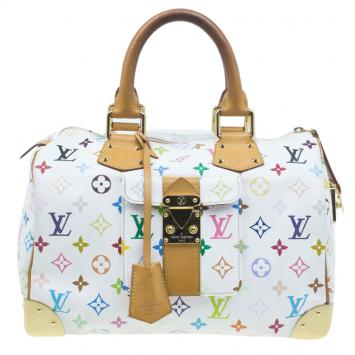 Pre Owned Louis Vuitton White Monogram Canvas Multicolore Speedy 30