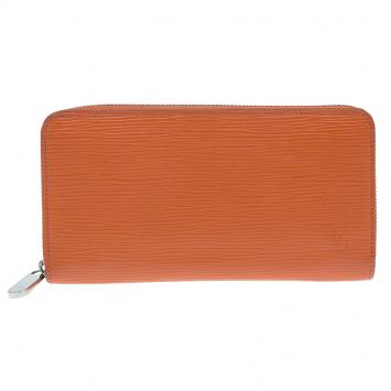 Pre Owned Louis Vuitton Orange Epi Leather Zippy Wallet 
