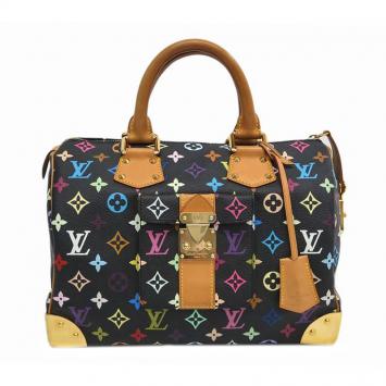 Pre Owned Louis Vuitton Black Monogram Multicolor Speedy 30