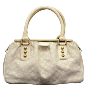 Pre Owned Louis Vuitton Beige Monogram Mini Lin Trapeze Top Handle Bag PM