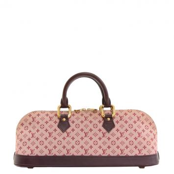 Pre Owned Louis Vuitton Red Monogram Mini Lin Alma Long Top Handle Bag