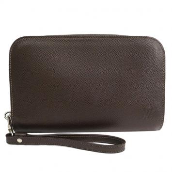 Pre Owned Louis Vuitton Dark Brown Taiga Leather Pochette Baikal Clutch