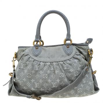 Pre Owned Louis Vuitton Grey Monogram Denim Neo Cabby MM Bag