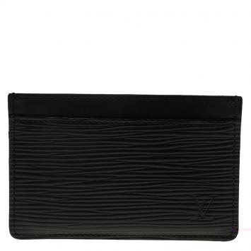 Pre Owned Louis Vuitton Black Epi Leather Card Holder