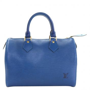 Pre Owned Louis Vuitton Toledo Blue Epi Leather Speedy 25