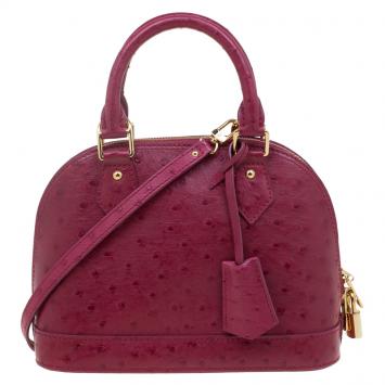Pre Owned Louis Vuitton Fuschia Ostrich Alma BB