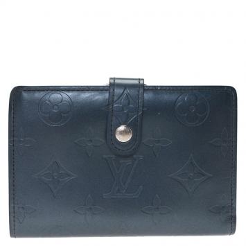 Pre Owned Louis Vuitton Metallic Blue Monogram Vernis French Purse
