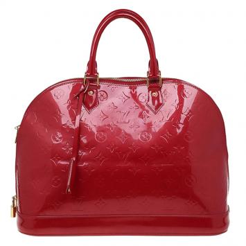 Pre Owned Louis Vuitton Red Monogram Vernis Alma GM Bag