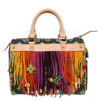 مملوكة مسبقًا Louis Vuitton Black Multicolore Monogram Limited Edition Fringe Speedy 25