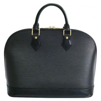 Pre Owned Louis Vuitton Black Leather Alma PM Bag