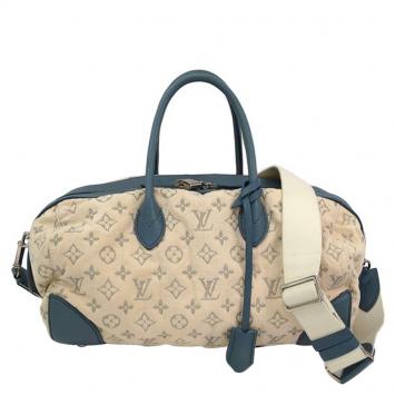 Pre Owned Louis Vuitton Limited Edition Blue Monogram Denim Speedy Round Bag