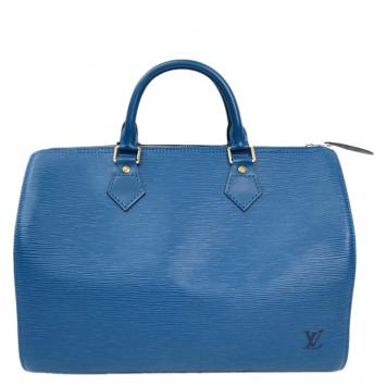 Pre Owned Louis Vuitton Toledo Blue Epi Leather Speedy 30