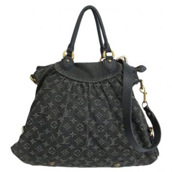 Pre Owned Louis Vuitton Black Monogram Denim Neo Cabby GM Tote