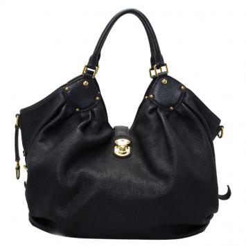 Pre Owned Louis Vuitton Black Monogram Mahina Leather XL Bag