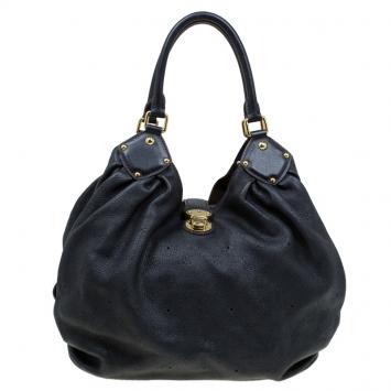 Pre Owned Louis Vuitton Black Monogram Mahina Leather Large Hobo