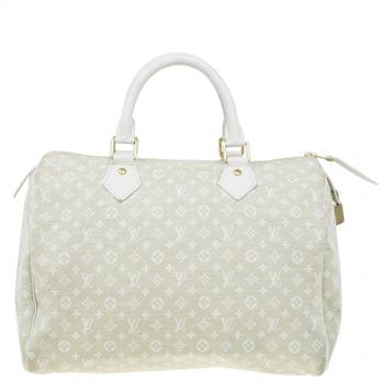 Pre Owned Louis Vuitton Dune Monogram Mini Lin Speedy 30 Bag