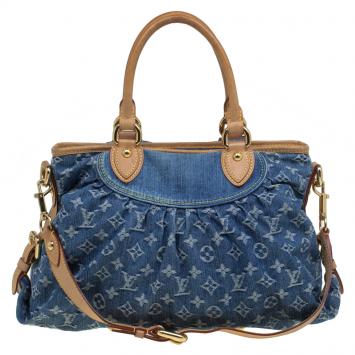 Pre Owned Louis Vuitton Blue Monogram Denim Neo Cabby MM Bag
