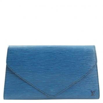 Pre Owned Louis Vuitton Blue Epi Leather Art Deco Clutch 