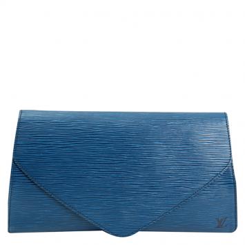 Pre Owned Louis Vuitton Blue Epi Leather Art Deco Clutch