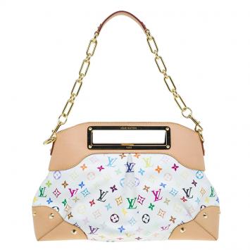Pre Owned Louis Vuitton White Multicolore Monogram Canvas Judy GM Bag