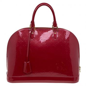 Pre Owned Louis Vuitton Red Monogram Vernis Alma GM Bag