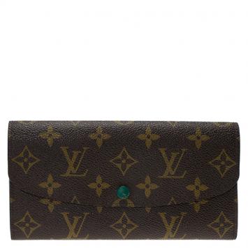Pre Owned Louis Vuitton Green Monogram Canvas Emilie Continental Flap Wallet