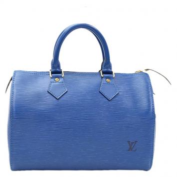 Pre Owned Louis Vuitton Toledo Blue Epi Leather Speedy 25 Bag