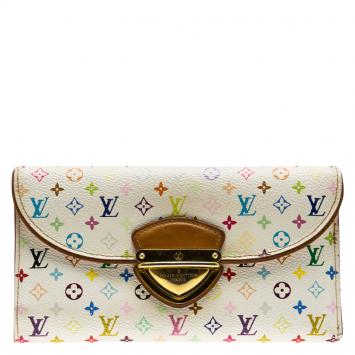 Pre Owned Louis Vuitton White Multicolor Monogram Canvas Eugenie Wallet