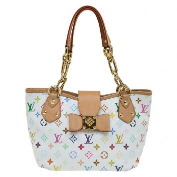 Pre Owned Louis Vuitton White Multicolor Monogram Canvas Annie MM Bag