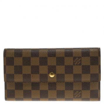 Pre Owned Louis Vuitton Damier Ebene Canvas Sarah Wallet