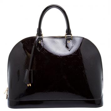 Pre Owned Louis Vuitton Amarante Monogram Vernis Alma GM Bag