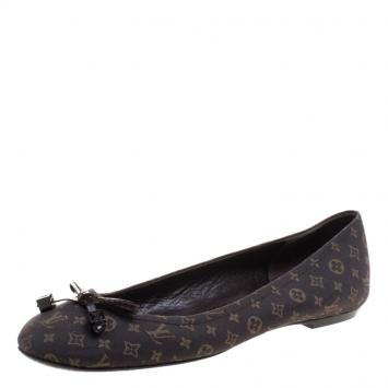 Pre Owned Louis Vuitton Brown Monogram Idylle Debbie Ballet Flats Size 41