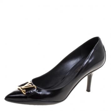 Pre Owned Louis Vuitton Black Leather Pointed Toe Pumps Size 37