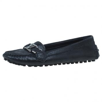 Pre Owned Louis Vuitton Black Buckle Loafers Size 37