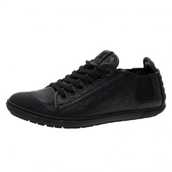 Pre Owned Louis Vuitton Black Monogram Leather Toucan Sneakers Size 39.5