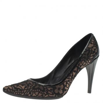 Pre Owned Louis Vuitton Black Fabric and Leather Pointed Toe Pumps Size 40