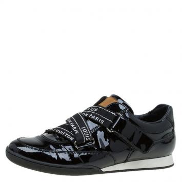 Pre Owned Louis Vuitton Black Patent Velcro Sneakers Size 38